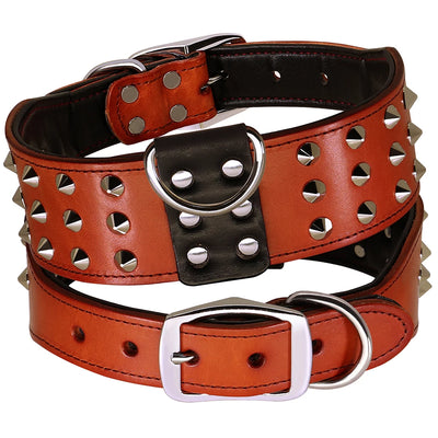 Collier Cuir Clouté Large 5 cm Gros Chien Rottweiler Pitbull