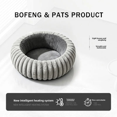 Lit Chauffant Électrique Rond pour Chien Taille Moyenne 65 cm