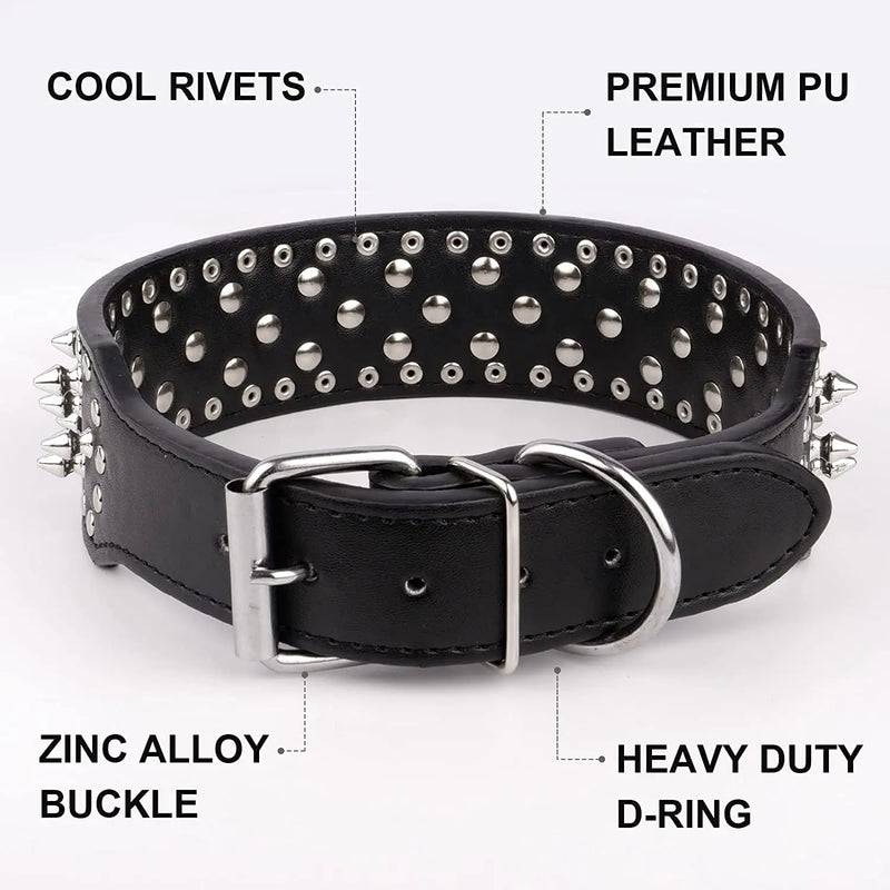 Collier Cuir Clouté Pitbull Mastiff