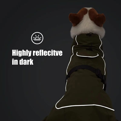 Manteau Imperméable d'Hiver Coupe-Vent Bande Réfléchissante Grand Chien