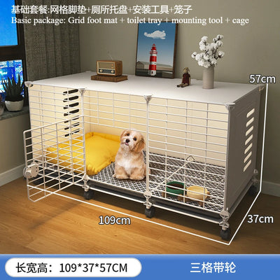Meuble Cage Chien d'Intérieur Petite Taille sur Roulettes