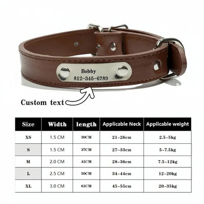 Collier Cuir Personnalisé Gravé pour Chien