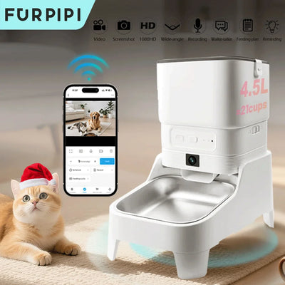 Distributeur de Croquettes Surélevé 15 cm Caméra HD 1080P