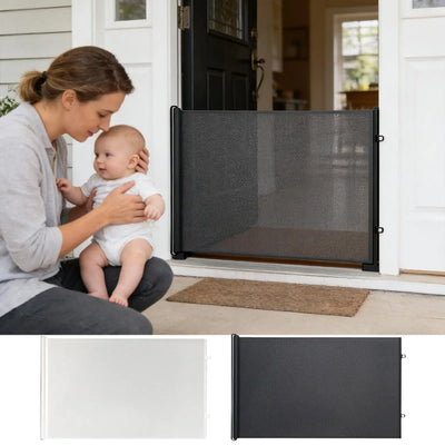 Barrière Chien Intérieur Rétractable Sans Outil Noire ou Blanche