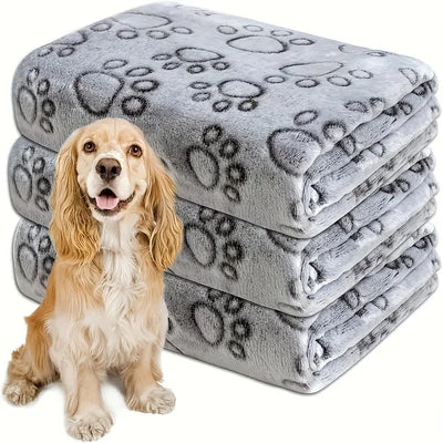 Couverture Peluche Chien Motif Patte Grand Format