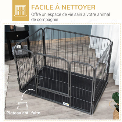 Enclos Parc pour Chien PawHut 4 Panneaux Grillagés 109 cm
