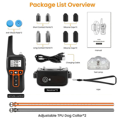 Collier Électrique de Dressage 2 Chiens Télécommande 1000 m