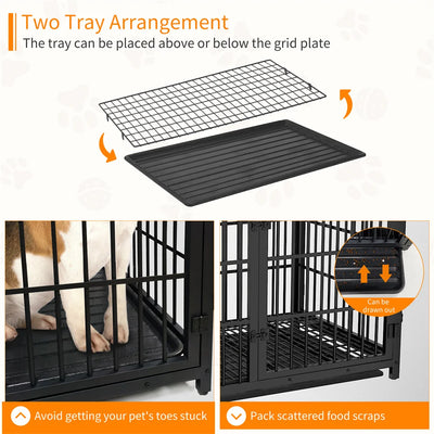 Cage pour Chien en Bois Meuble Industriel 3 Portes