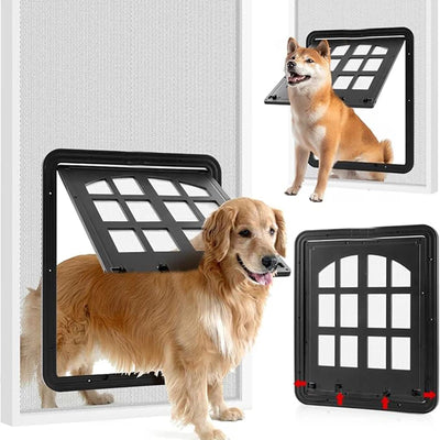 Porte pour Chien Moustiquaire Rabat 4 Voies Fermeture Automatique