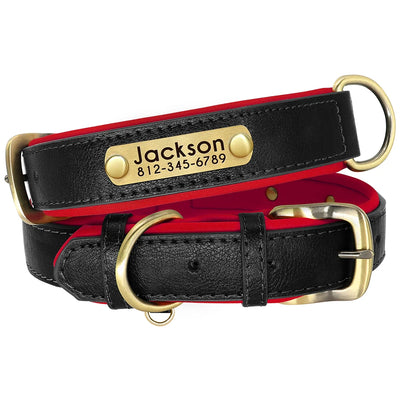 Medaille Collier Rembourre Cuir PU Gravee Chien