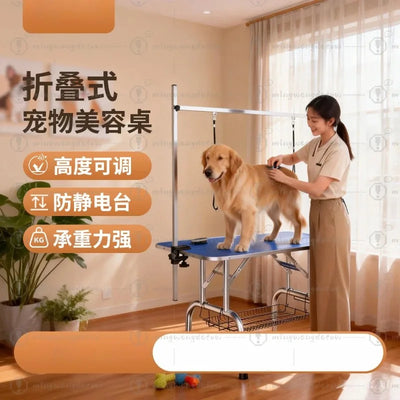 Table de Toilettage Pliable 116 cm avec Potence pour Chien