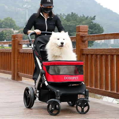 Poussette pour Chien Moyen 4 Roues Pliable Nacelle 73 cm