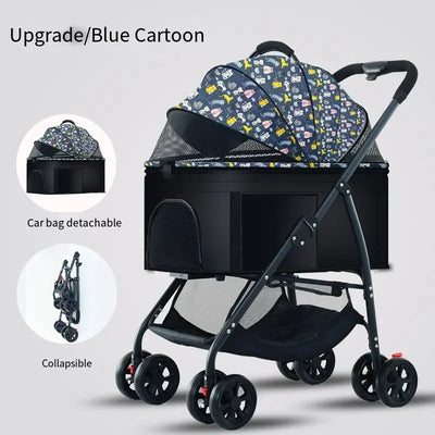 Poussette pour Chien 3 en 1 Pliable Jusqu'à 15 kg
