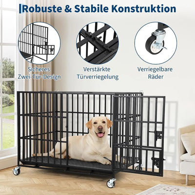 Cage pour Chien Garvee Métal Anti-Évasion 137 cm 3 Portes
