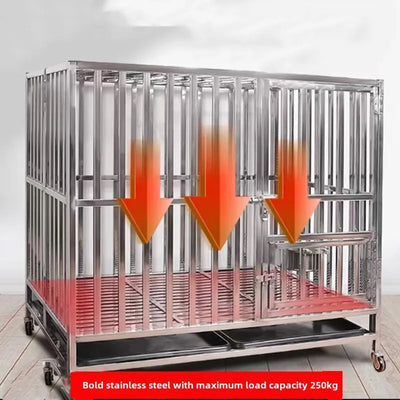Cage pour Chien Inox Pliable à Roulettes et Bac Amovible
