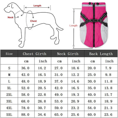 Manteau d'Hiver Chien Harnais Intégré Toutes Tailles