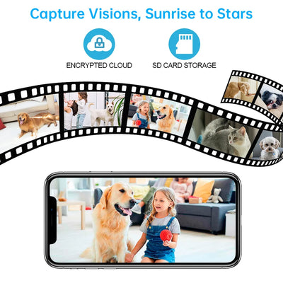 Caméra pour Chien 4K 8MP Suivi Automatique Vision Nocturne