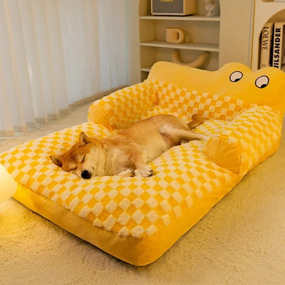 Canapé-Lit pour Chien Damier Doux Chaud d'Hiver