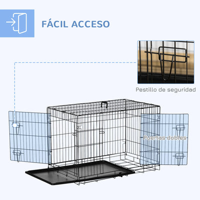 Cage de Transport Pliable PawHut 92 cm pour Chien