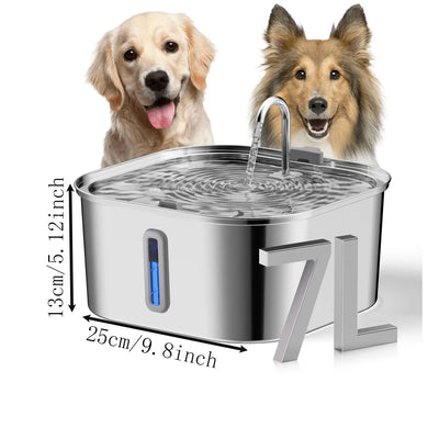 Fontaine à Eau Inox 7 L Silencieuse pour Gros Chien