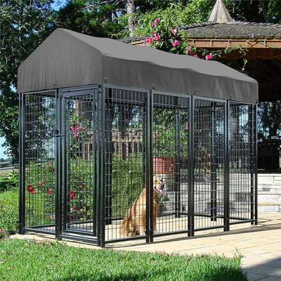 Enclos Chien Grillage Soudé avec Toit pour Extérieur