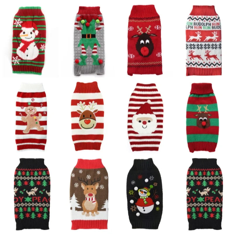 Pull de Noël Col Roulé Petit et Moyen Chien