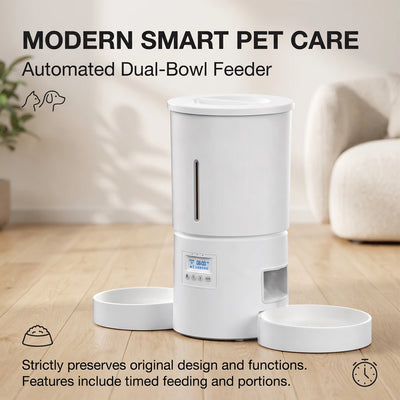 Distributeur de Croquettes Chien Programmable 4,2 L Double Bol