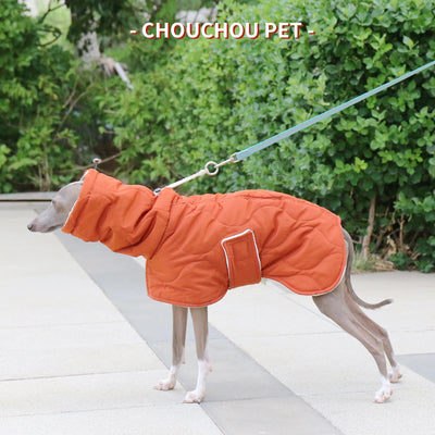 Manteau Matelassé Orange Col Roulé Lévrier Italien