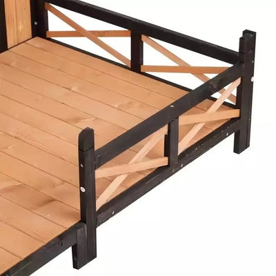 Niche Chien Extérieur Bois Double avec Terrasse 150 cm