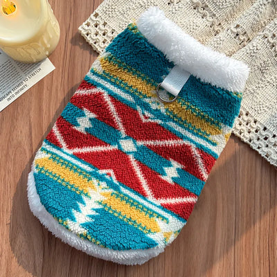 Gilet Polaire Motif Aztèque Chien Petit Gabarit