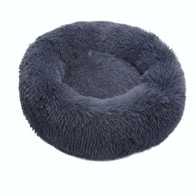 Panier Rond Fausse Fourrure Gris Lavable Grand Chien