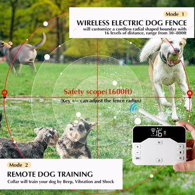 Clôture Électronique 2-en-1 Gros Chien Sans Fil
