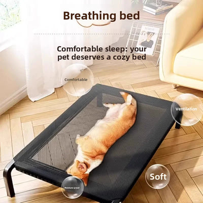 Lit Surélevé pour Chien Cadre Inox Maille Respirante 102x70 cm