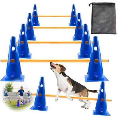 Kit d'Agility pour Chien 8 Cônes 4 Barres de Saut 80 cm