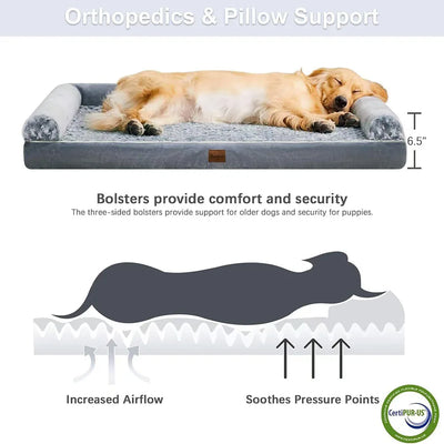 Canapé Orthopédique pour Chien Mémoire de Forme Rebords Lavable