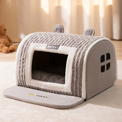 Niche d'Intérieur pour Chien Cabane Polaire avec Tapis Antidérapant