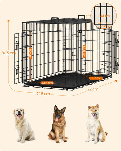 Cage pour Chien Feandrea Pliable 2 Portes 122 cm