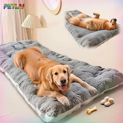 Tapis de Couchage Double Face pour Chien, Beige et Gris