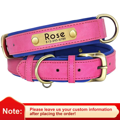 Medaille Collier Rembourre Cuir PU Gravee Chien