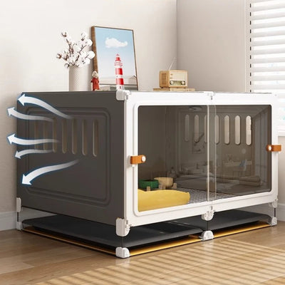 Cage pour Chien d'Intérieur Meuble Transparente Deluxe