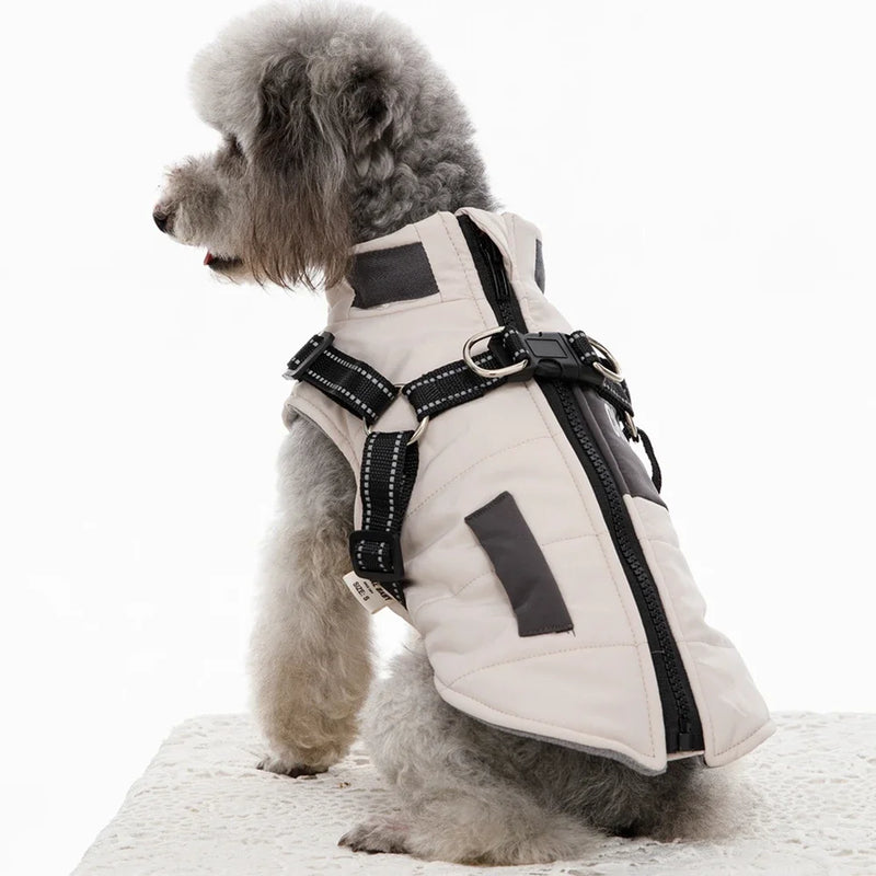 Doudoune Matelassée Chien Zippée Sangles Réfléchissantes