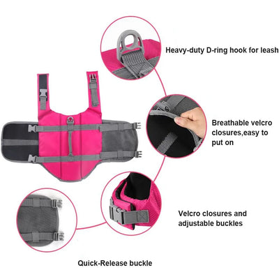 Gilet de Sauvetage pour Chien Réglable Poignée Ventre Aéré