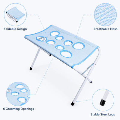 Table de Toilettage Pliable en Filet à Ouvertures Petit Chien