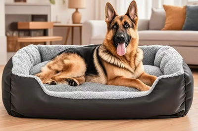 Panier Canapé d'Hiver Chien Rebords Doux Noir Grande Taille