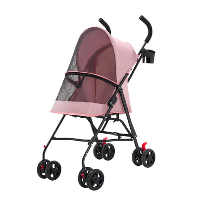 Poussette Pliable 4 Roues avec Porte-Gobelet pour Chien