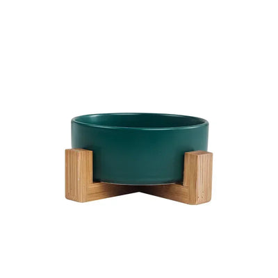 Gamelle Surélevée Chien Céramique Support Bois Six Coloris