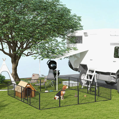 PawHut Parc Chien 16 Panneaux Modulable Acier 60 cm