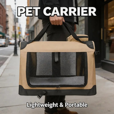 Caisse de Transport Chien Souple Pliable 3 Portes avec Tapis