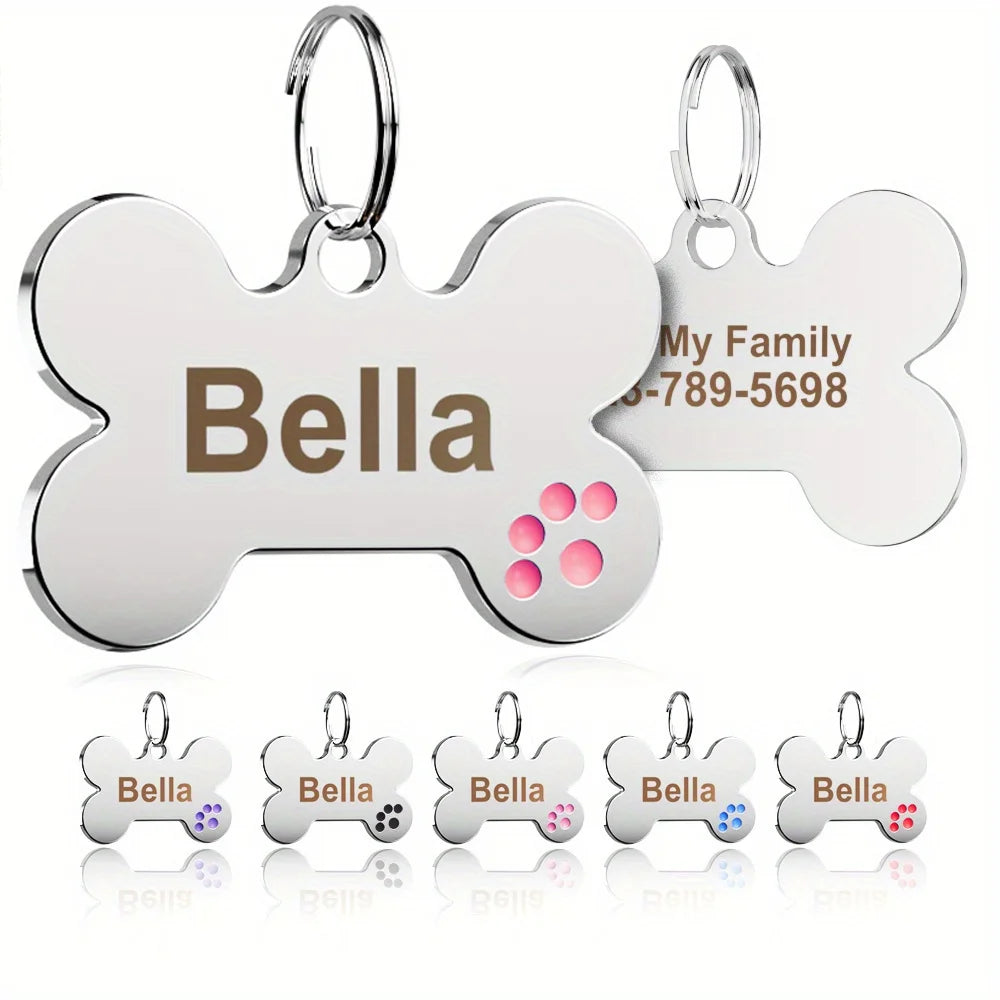 Médaille Gravée Motif Patte pour Chien