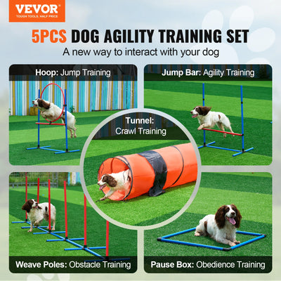 Kit d'Agility Chien SucceBuy 5 Pièces Obstacles Réglables